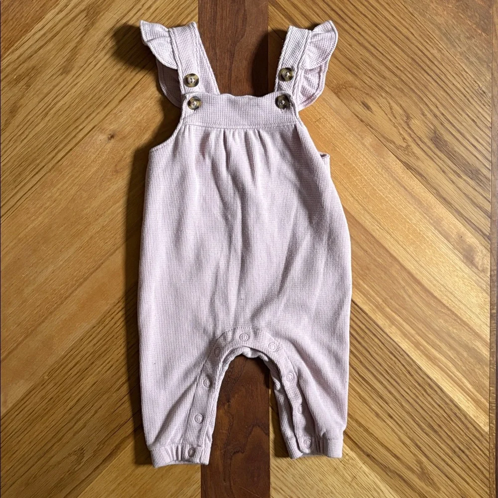 Carter's 0-3 Month Light Pink Ruffled Overalls & Long Sleeve Cherry Top